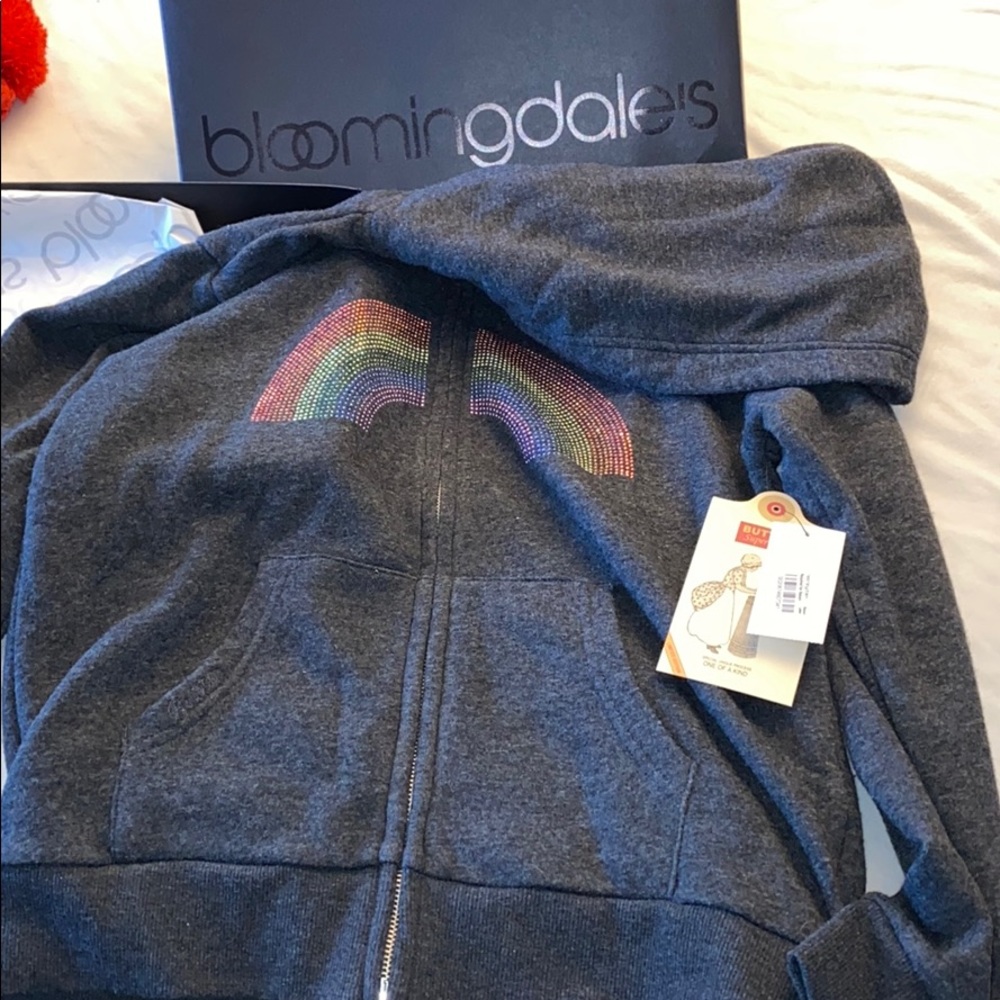 Bloomingdales gray zip up with hoodie youth XL